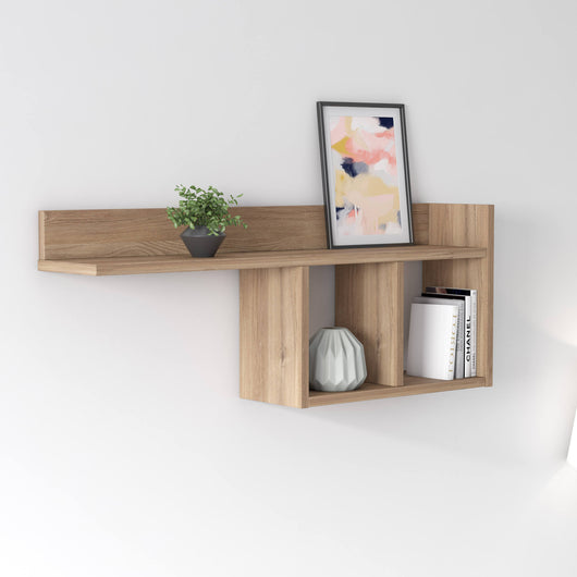 Mensola da muro con due 0, cm 90 x 18 x 35, colore quercia