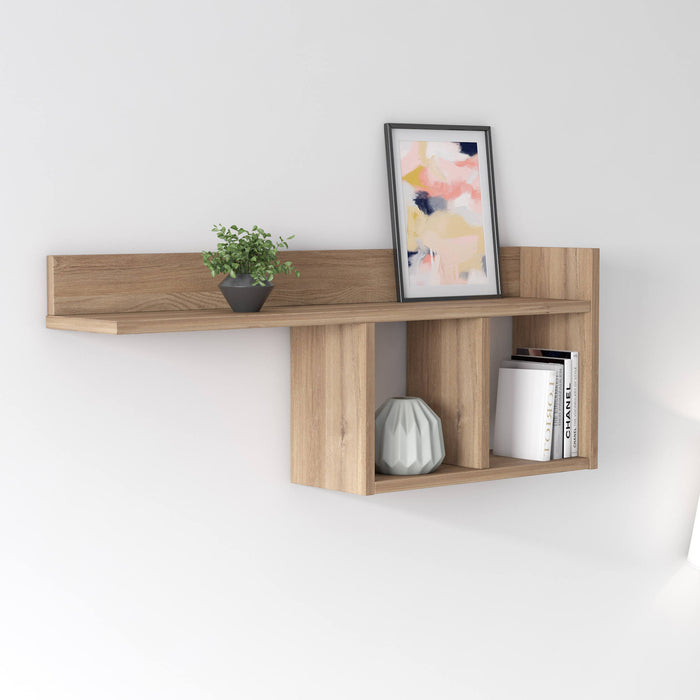 Mensola da muro con due 0, cm 90 x 18 x 35, colore quercia