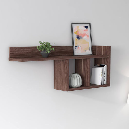 Mensola da muro con due 0, cm 90 x 18 x 35, colore noce