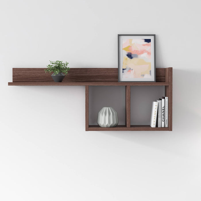 Mensola da muro con due 0, cm 90 x 18 x 35, colore noce