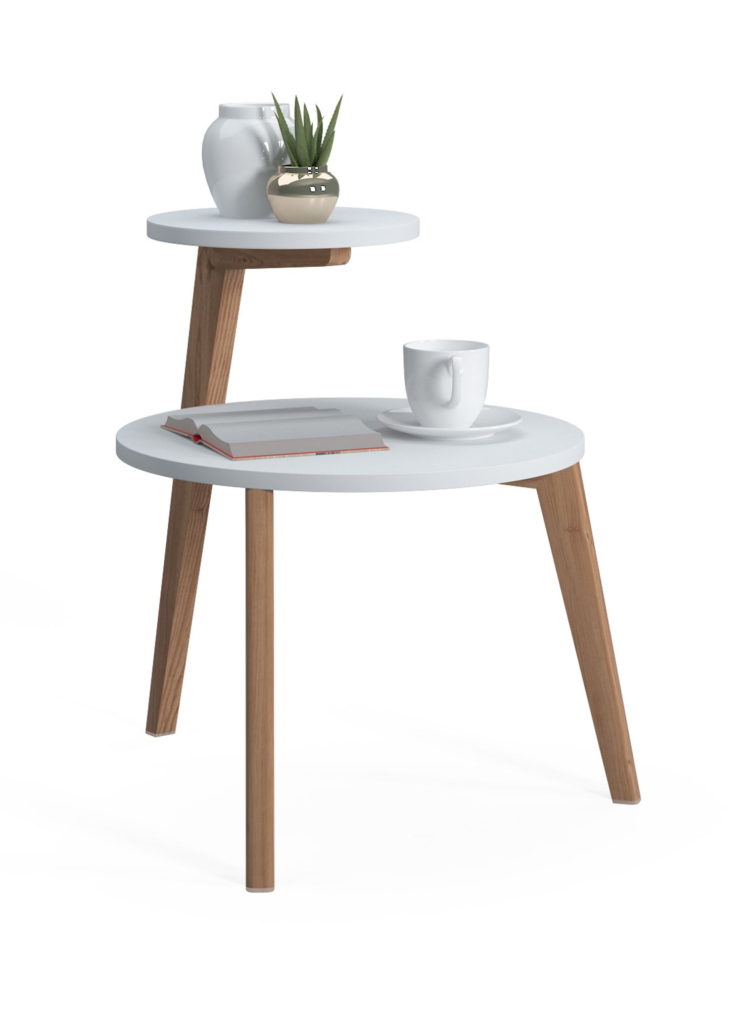 Tavolino da caffÃ¨ con due piani 0, cm 50 x 50 x 62, colore bianco