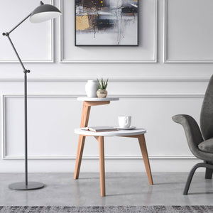 Tavolino da caffÃ¨ con due piani 0, cm 50 x 50 x 62, colore bianco