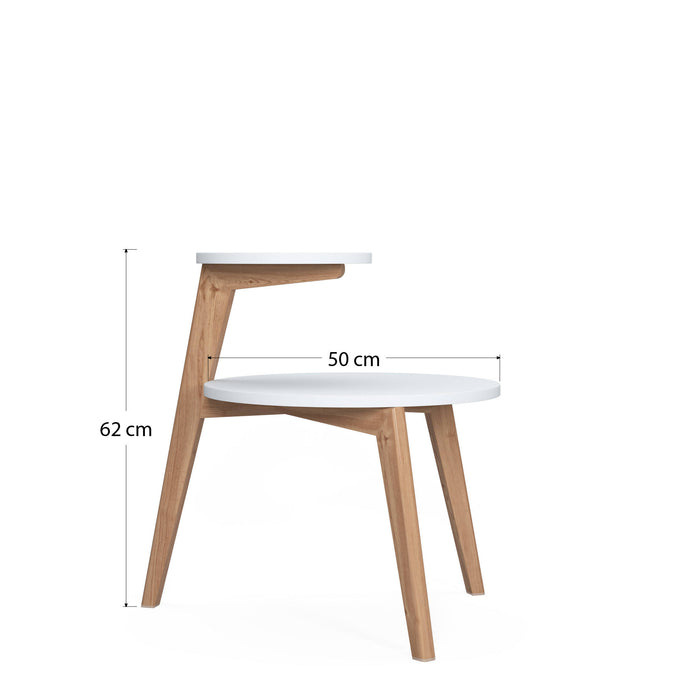 Tavolino da caffÃ¨ con due piani 0, cm 50 x 50 x 62, colore bianco