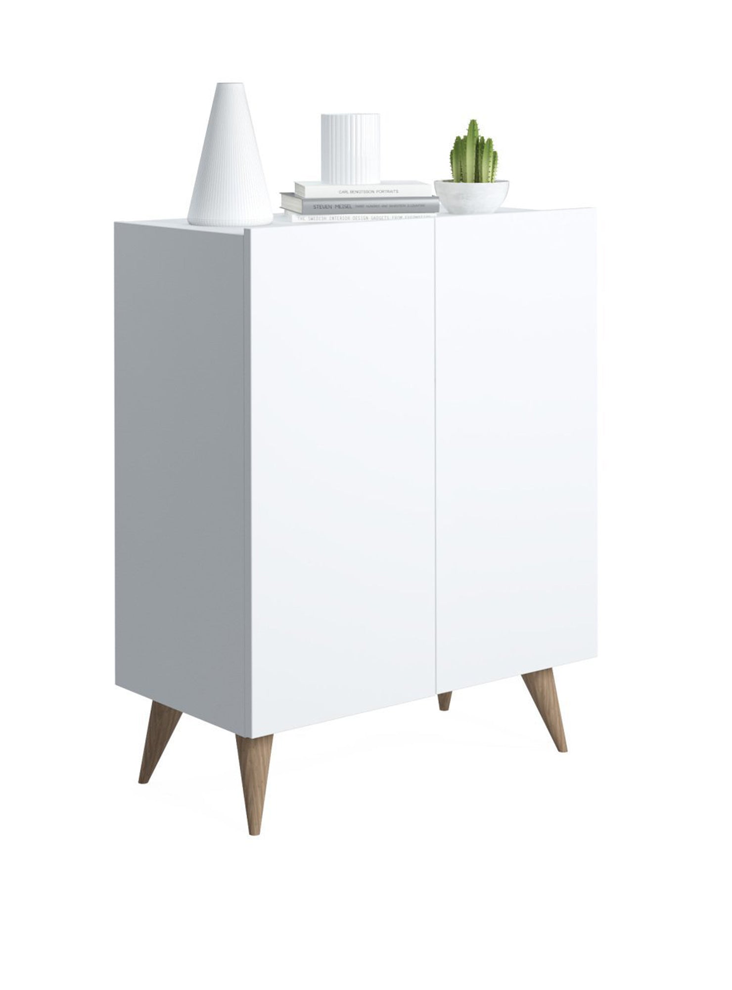 Scarpiera con due ante battenti e quattro ripiani 0, cm 70 x 37 x 88, colore bianco