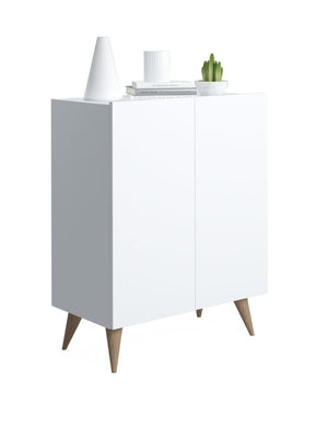 Scarpiera con due ante battenti e quattro ripiani 0, cm 70 x 37 x 88, colore bianco