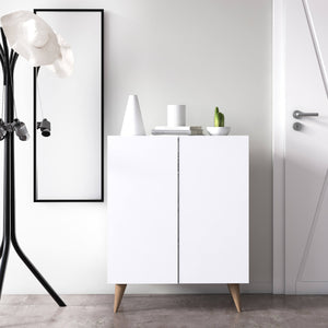 Scarpiera con due ante battenti e quattro ripiani 0, cm 70 x 37 x 88, colore bianco