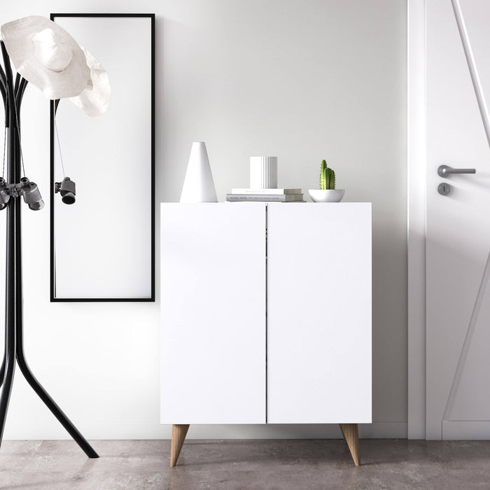 Scarpiera con due ante battenti e quattro ripiani 0, cm 70 x 37 x 88, colore bianco