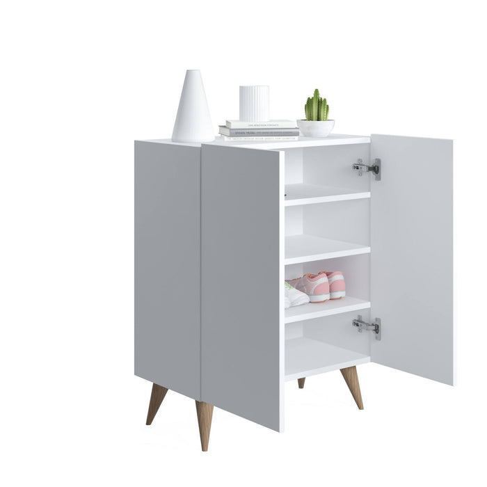 Scarpiera con due ante battenti e quattro ripiani 0, cm 70 x 37 x 88, colore bianco