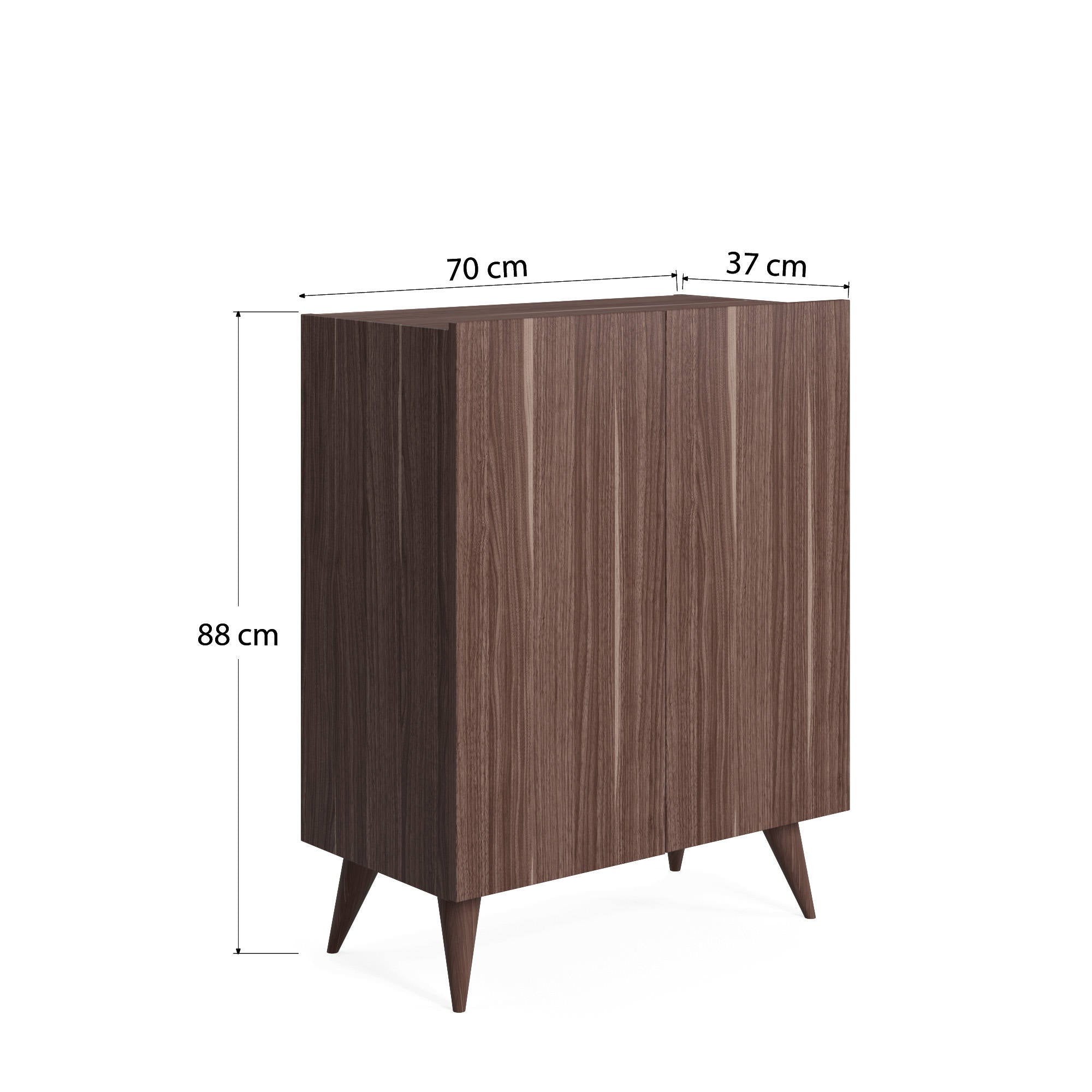 Scarpiera con due ante battenti e quattro ripiani 0, cm 70 x 37 x 88, colore noce