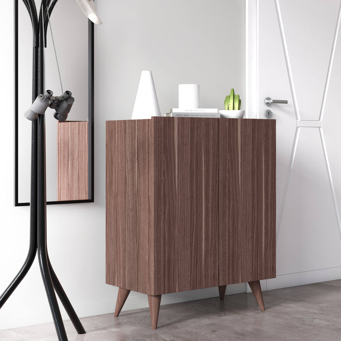 Scarpiera con due ante battenti e quattro ripiani 0, cm 70 x 37 x 88, colore noce