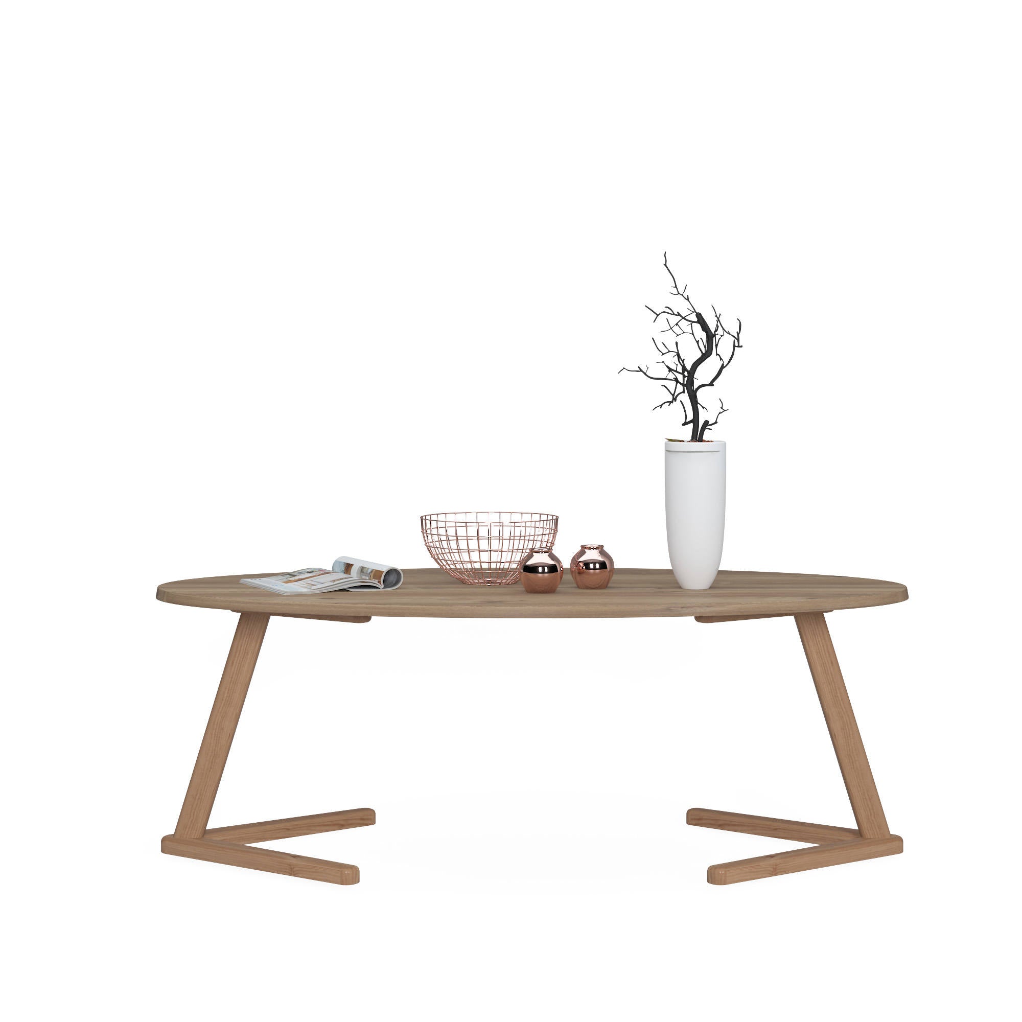 Tavolino moderno con piano 0, cm 120 x 50 x 43, colore quercia