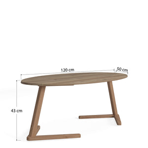 Tavolino moderno con piano 0, cm 120 x 50 x 43, colore quercia