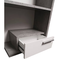 Mobile da ingresso 0, Entratina moderna con specchiera, Mobile con cassetti e ripiano, Mobile svuotatasche, Cm 80x28h170, Cemento e Bianco