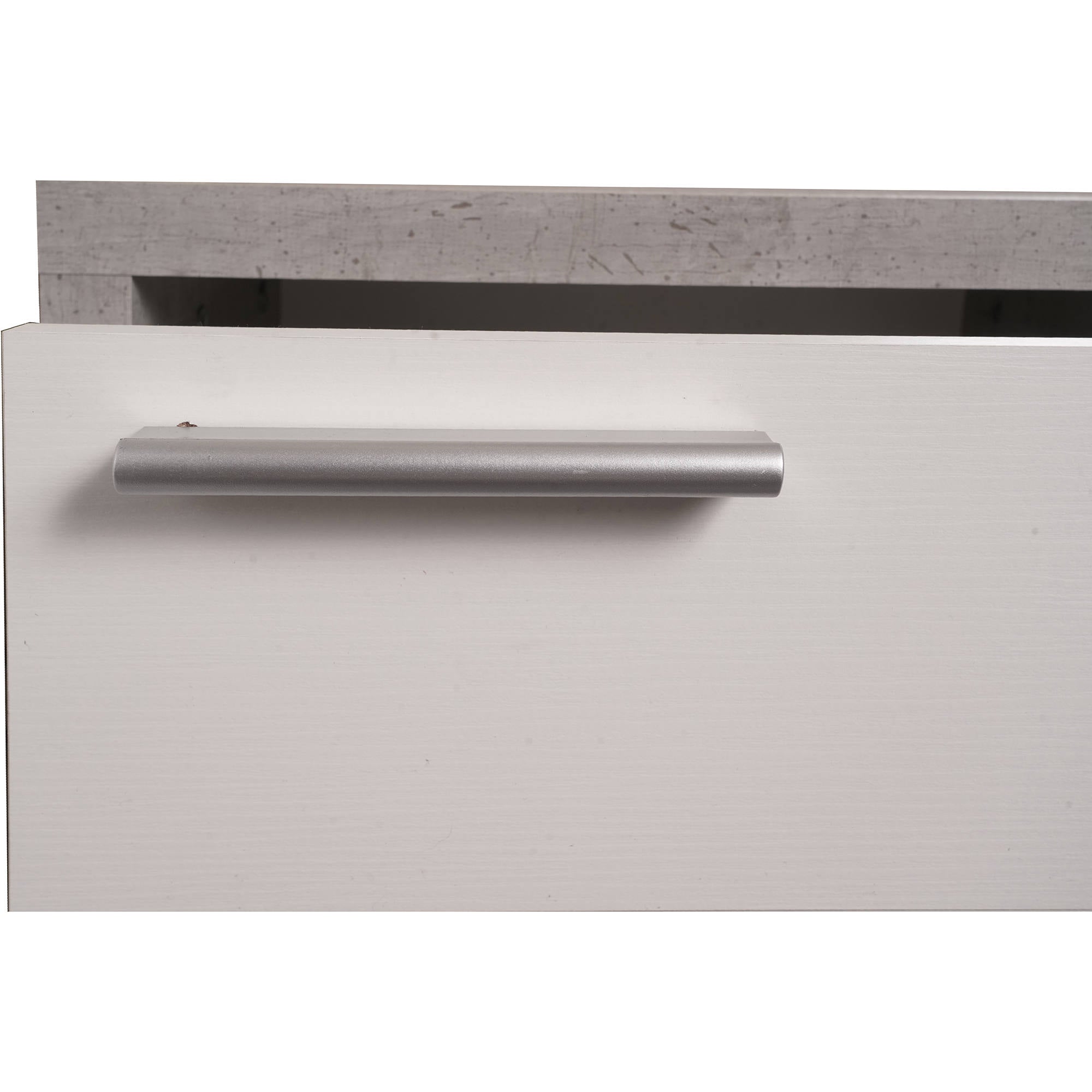 Mobile da ingresso 0, Entratina moderna con specchiera, Mobile con cassetti e ripiano, Mobile svuotatasche, Cm 80x28h170, Cemento e Bianco