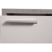 Mobile da ingresso 0, Entratina moderna con specchiera, Mobile con cassetti e ripiano, Mobile svuotatasche, Cm 80x28h170, Cemento e Bianco