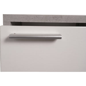 Mobile da ingresso 0, Entratina moderna con specchiera, Mobile con cassetti e ripiano, Mobile svuotatasche, Cm 80x28h170, Cemento e Bianco