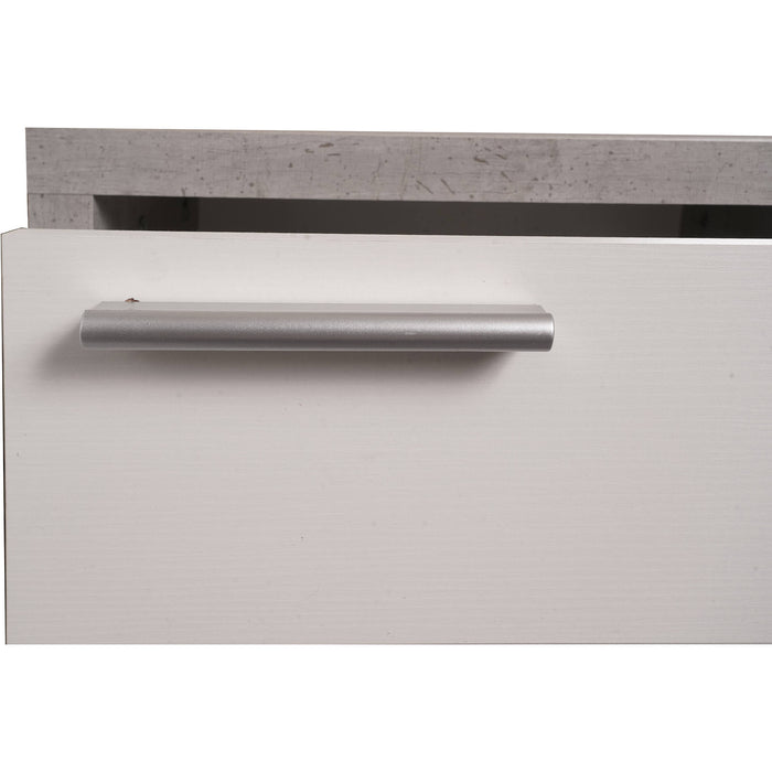 Mobile da ingresso 0, Entratina moderna con specchiera, Mobile con cassetti e ripiano, Mobile svuotatasche, Cm 80x28h170, Cemento e Bianco