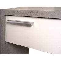 Mobile da ingresso 0, Entratina moderna con specchiera, Mobile con cassetti e ripiano, Mobile svuotatasche, Cm 80x28h170, Cemento e Bianco