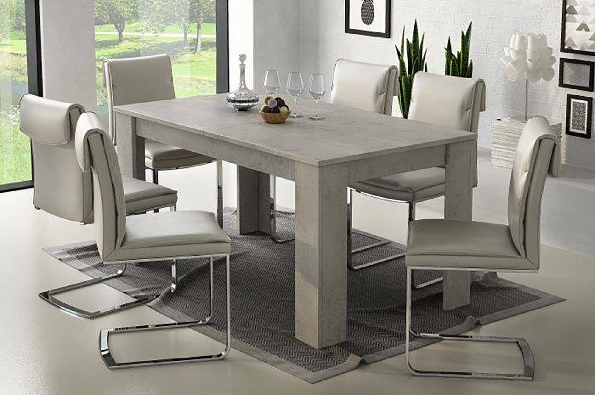 Tavolo allungabile Artino, Tavolo da pranzo estensibile, Consolle multiuso con allunghe, Cm 160x88h75, Cemento