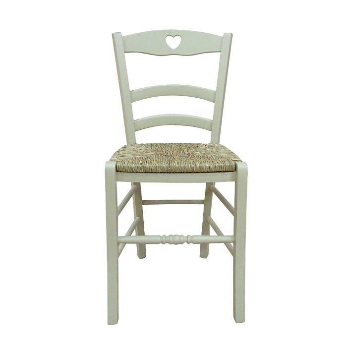 Sedia 0, Sedia classica in legno color Sabbia, Ideale per sala da pranzo, cucina o salotto, Made in Italy, Cm 45x47h88, con fondello in Paglia