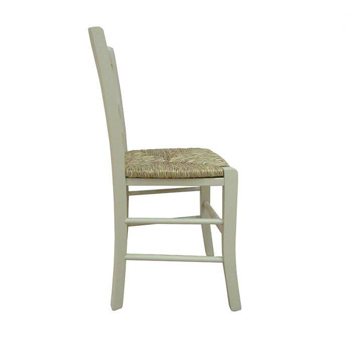 Sedia 0, Sedia classica in legno color Sabbia, Ideale per sala da pranzo, cucina o salotto, Made in Italy, Cm 45x47h88, con fondello in Paglia