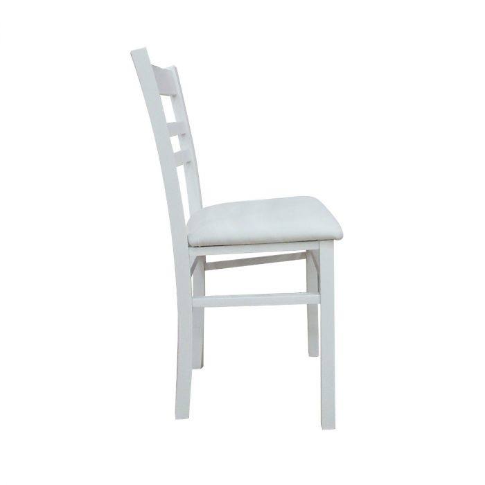 Sedia 0, Sedia classica in legno con fondello in ecopelle , Ideale per sala da pranzo, cucina o salotto, Cm 41x43h86, Bianco, Singola