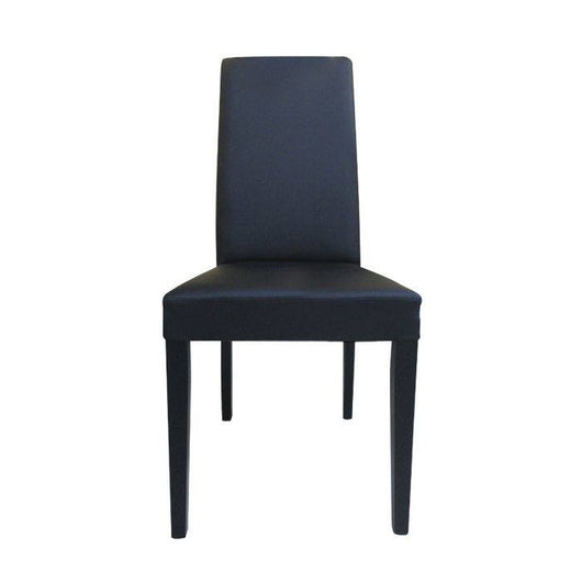 Sedia 0, Sedia moderna in legno con rivestimento in ecopelle, Ideale per sala da pranzo, cucina o salotto, Cm 46x54h98, Nero