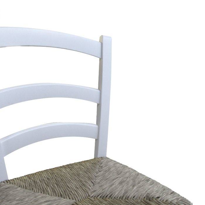Sedia 0, Sedia classica in legno color Bianco, Ideale per sala da pranzo, cucina o salotto, Made in Italy, Cm 46x42h87, con fondello in Paglia