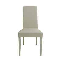 Sedia 0, Sedia moderna in legno con rivestimento in ecopelle, Ideale per sala da pranzo, cucina o salotto, Cm 46x54h98, Sabbia