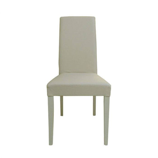 Sedia 0, Sedia moderna in legno con rivestimento in ecopelle, Ideale per sala da pranzo, cucina o salotto, Cm 46x54h98, Sabbia