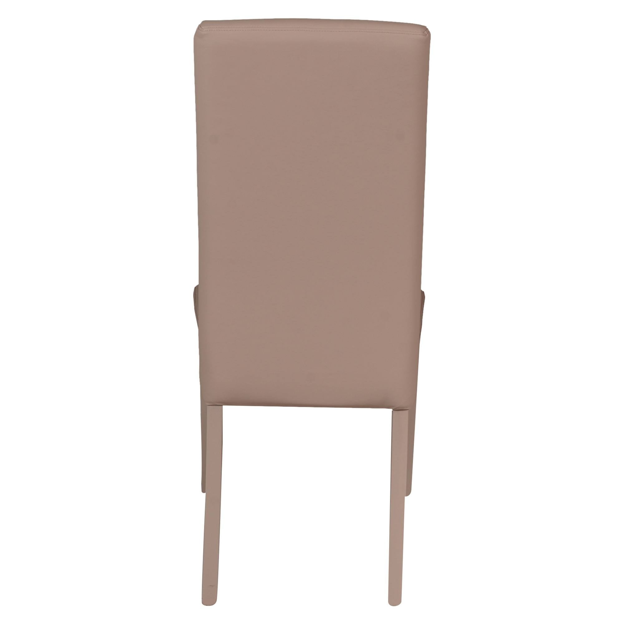 Sedia 0, Sedia moderna in legno con rivestimento in ecopelle, Ideale per sala da pranzo, cucina o salotto, Cm 46x54h98, Sabbia