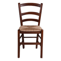 Sedia 0, Sedia classica in legno color Noce, Ideale per sala da pranzo, cucina o salotto, Made in Italy, Cm 44x45h87, con fondello in Paglia