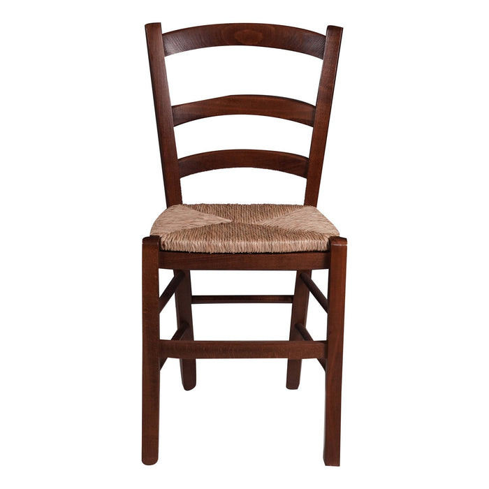 Sedia 0, Sedia classica in legno color Noce, Ideale per sala da pranzo, cucina o salotto, Made in Italy, Cm 44x45h87, con fondello in Paglia