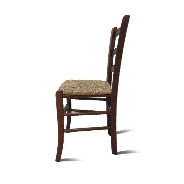 Sedia 0, Sedia classica in legno color Noce, Ideale per sala da pranzo, cucina o salotto, Made in Italy, Cm 44x45h87, con fondello in Paglia