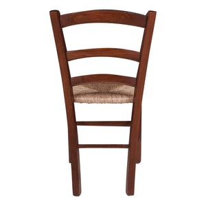 Sedia 0, Sedia classica in legno color Noce, Ideale per sala da pranzo, cucina o salotto, Made in Italy, Cm 44x45h87, con fondello in Paglia