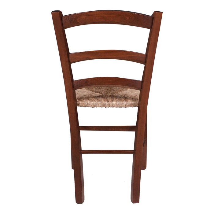 Sedia 0, Sedia classica in legno color Noce, Ideale per sala da pranzo, cucina o salotto, Made in Italy, Cm 44x45h87, con fondello in Paglia