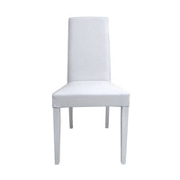 Sedia 0, Sedia moderna in legno con rivestimento in ecopelle, Ideale per sala da pranzo, cucina o salotto, Cm 46x54h98, Bianco