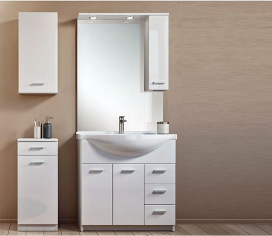 Pensile Bagno 0, Mobiletto portaoggetti da muro, Armadietto da bagno con 1 ante battente e ripiani, Made in Italy, , Bianco