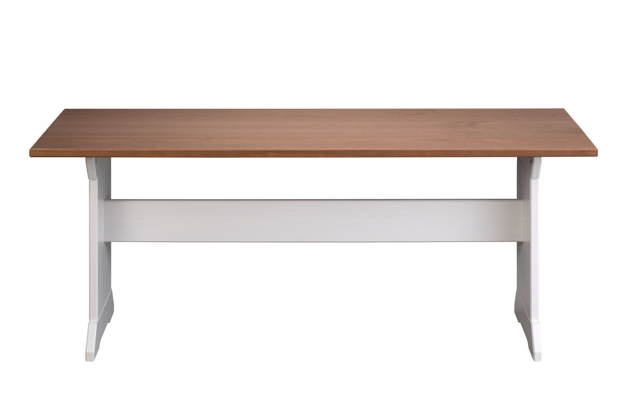 Panca in pino massello verniciato Dmalon, con top marrone, 110x37x45 cm