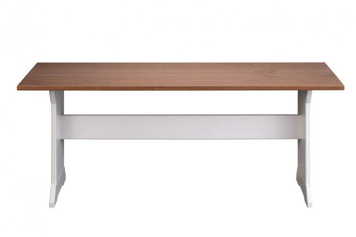 Panca in pino massello verniciato Dmalon, con top marrone, 110x37x45 cm