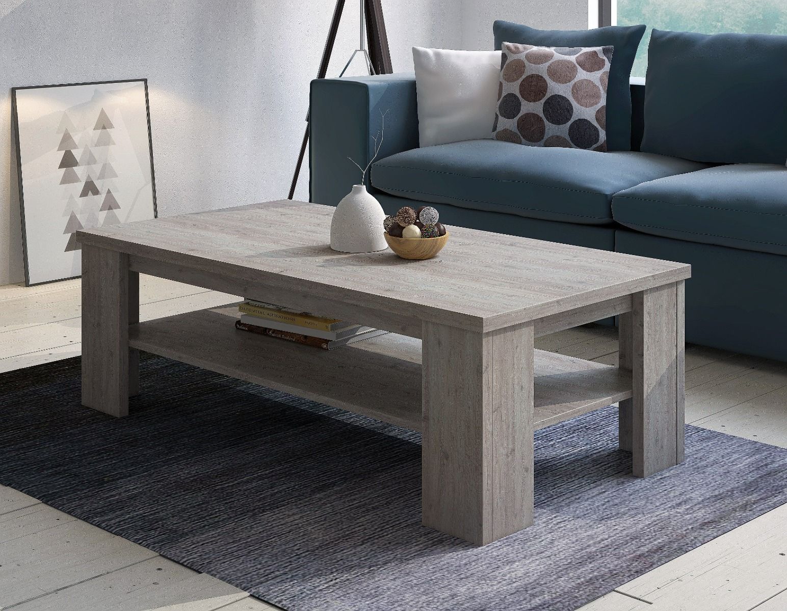 Tavolino da salotto 0, Tavolino da caffÃ¨ moderno, Tavolo basso da soggiorno, mobile portariviste, Cm 110x55h41, Quercia