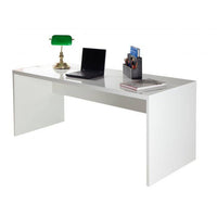 Scrivania lineare moderna, Made in Italy, cm 180 x 69 x 72, colore Bianco lucido