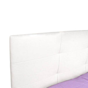 Letto piazza e mezza 0, Letto contenitore con testiera e giroletto imbottiti, Made in Italy, rete a doghe inclusa, adatto per materasso 120x190 Cm, Bianco