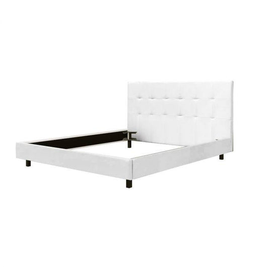 Letto matrimoniale 0, Struttura per letto in legno ed ecopelle, Made in Italy, adatto per materasso 160x190 Cm, Bianco