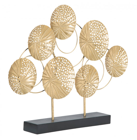 Pannello con fiori, Struttura in ferro, Colore oro, 7 x 43 x 56 cm