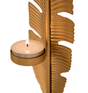 Pannello con piuma, Struttura in ferro, Colore oro, 10 x 34 x 10 cm