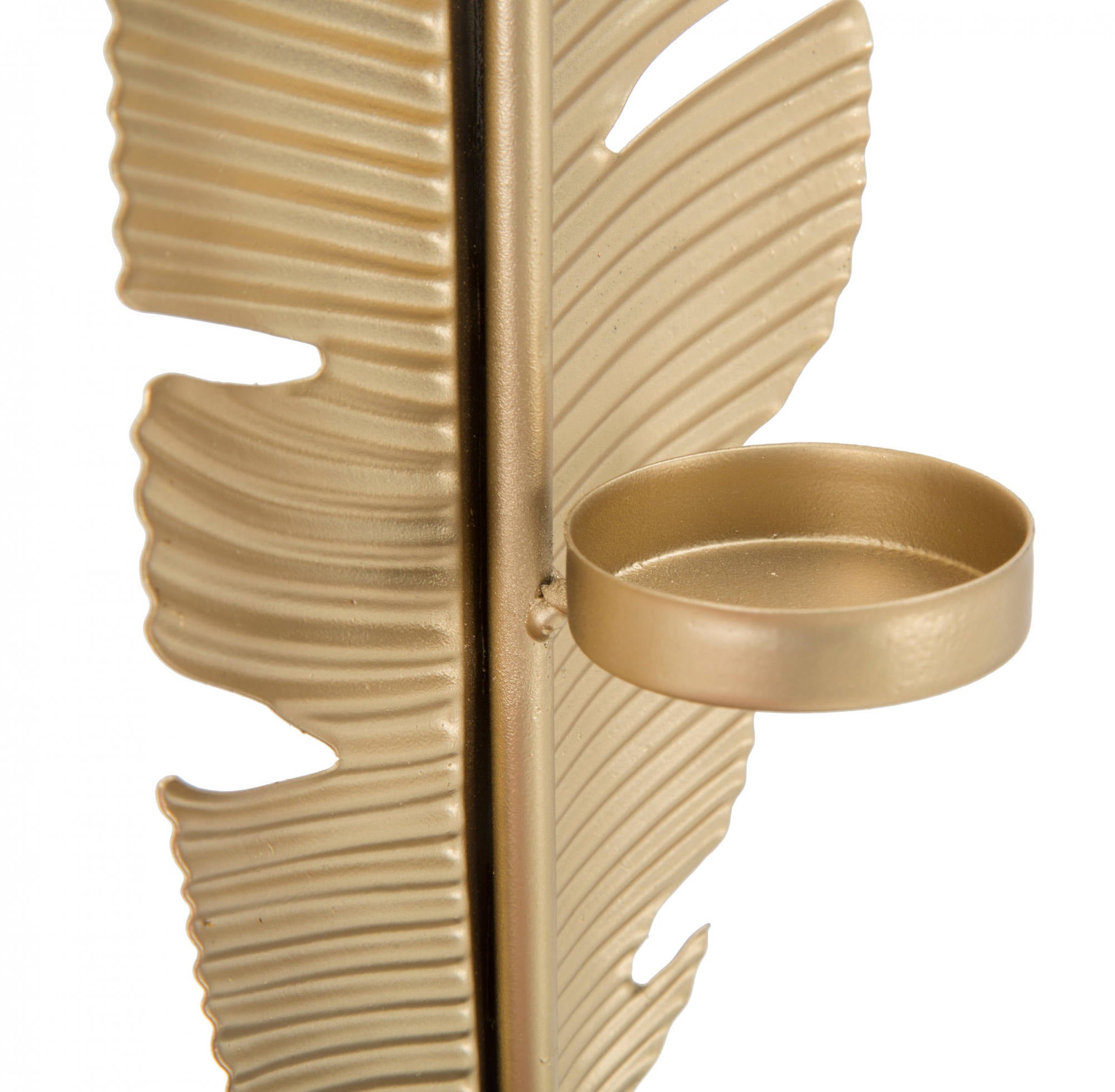 Pannello con piuma, Struttura in ferro, Colore oro, 10 x 34 x 10 cm