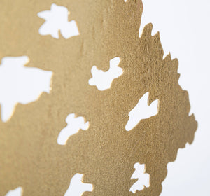 Pannello con albero, Struttura in ferro, Colore oro, 8 x 41.5 x 40.5 cm