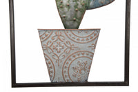 Pannello con cactus, Struttura in ferro, Colore verde, 2,5 x 90 x 31 cm