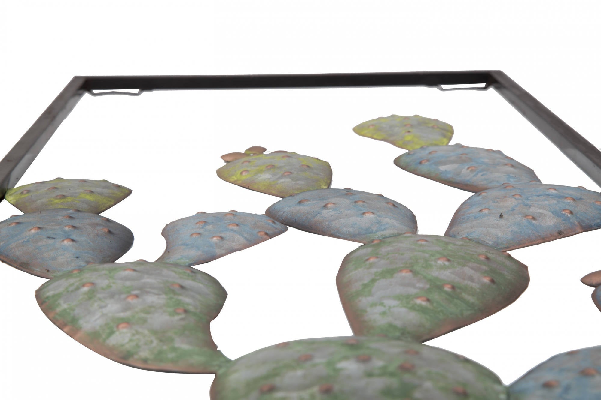 Pannello con cactus, Struttura in ferro, Colore verde, 2,5 x 90 x 31 cm